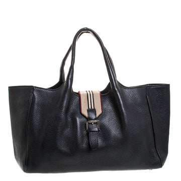 Burberry Black Leather Buckle Tote