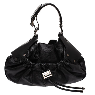 Burberry Black Leather Warrior Drawstring Hobo