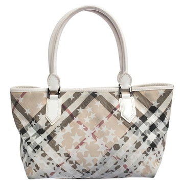 Burberry White Nova Check PVC and Patent Leather Nickie Stars Tote