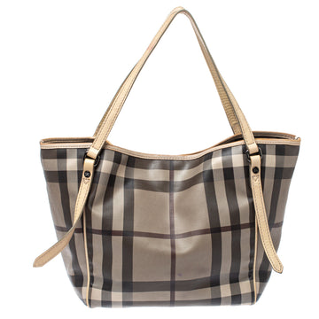 Burberry Brown/Smoke House Check Coated Canvas and Leather Small Canterbury Tote