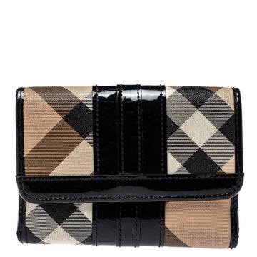 Burberry Black/Beige PVC and Patent Leather Penrose Compact Wallet