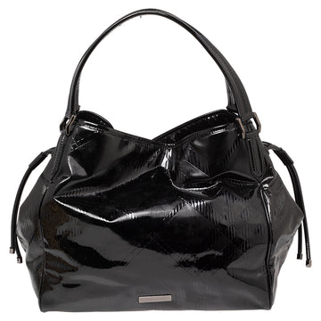 Burberry Black Patent Leather Large Bilmore Tote