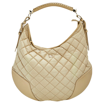 Burberry Beige Quilted Nylon and Leather Hoxton Hobo