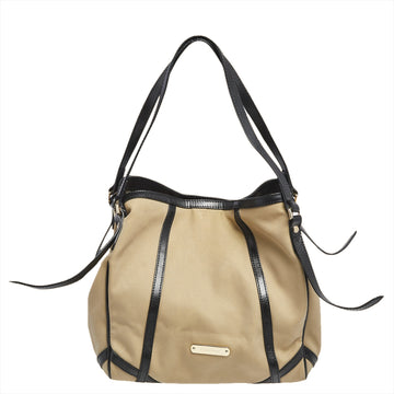 Burberry Beige/Black Canvas and Leather Open Tote