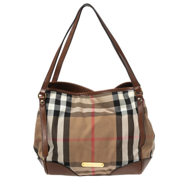 Burberry Brown/Beige House Check Canvas and Leather Canterbury Tote