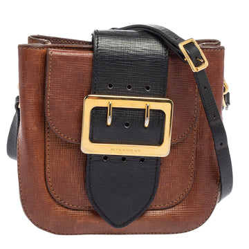 Burberry Brown/Black House Check Canvas and Leather Buckle Flap Crossbody Bag