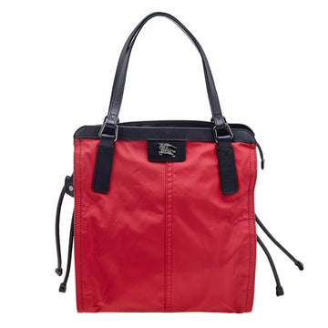 Burberry Red/Black Nylon And Leather Buckleigh Tote
