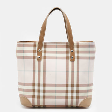 Burberry Light Pink/Beige Nova Check Coated Canvas And Leather Tote