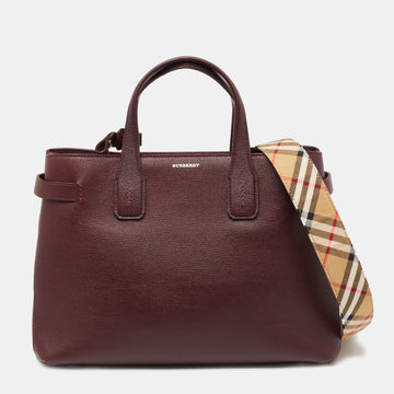 Burberry Burgundy Leather Medium Banner Tote