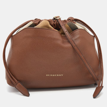 Burberry Brown/Beige Canvas and Leather Little Crush Crossbody Bag