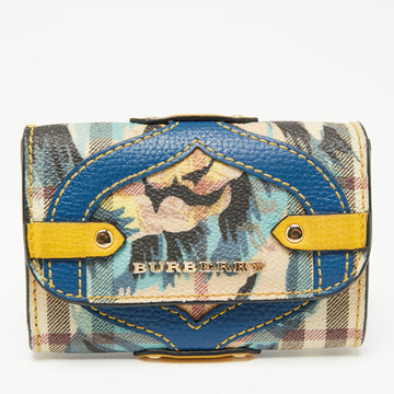 Burberry Multicolor Printed Haymarket Check Coated Canvas and Leather Compact Wallet