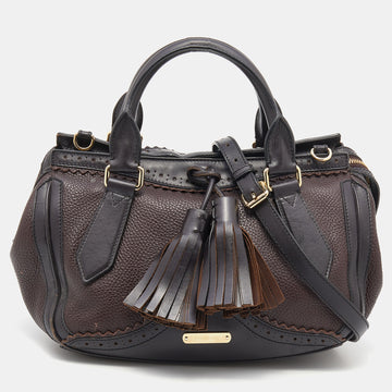 Burberry Dark Brown Brogue Leather Tassel Satchel