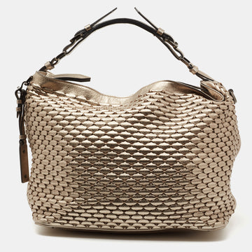 Burberry Metallic Woven Leather Hobo