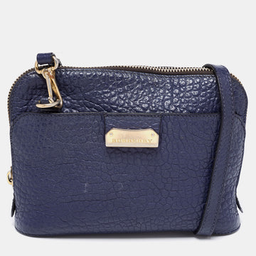 Burberry Blue Textured Leather Harrogate Crossbody Bag