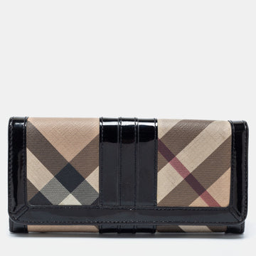 Burberry Beige/Black Nova Check PVC and Patent Leather Penrose Continental Wallet