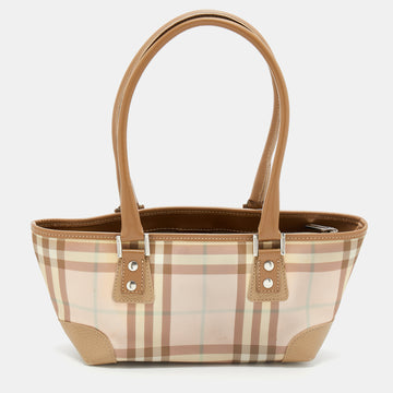 Burberry Pale Pink/Beige Nova Check Coated Canvas and Leather Tote