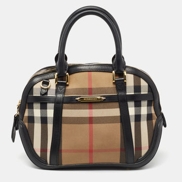 Burberry Beige/Black House Check Canvas And Leather Orchard Bowling Bag