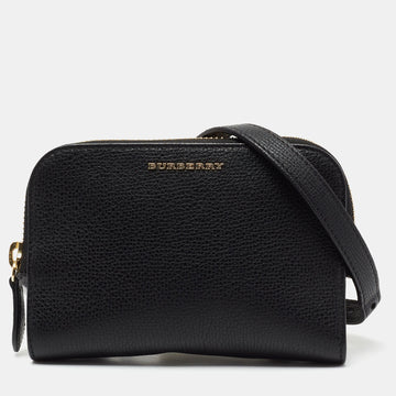 Burberry Black Leather Zip Crossbody Bag