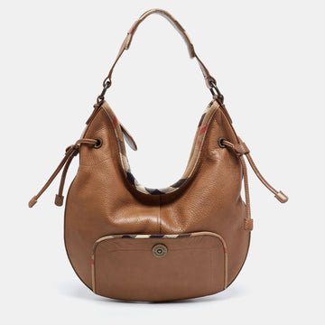 Burberry Brown Leather Murphy Hobo