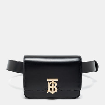 Burberry Black Leather TB Bum Bag