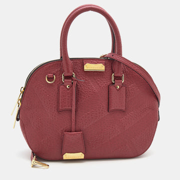 Burberry Red Embossed Leather Small Orchard Bowler Bag