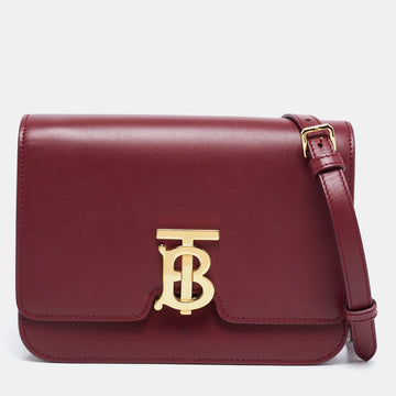 Burberry Burgundy Leather Small TB Shoulder Bag