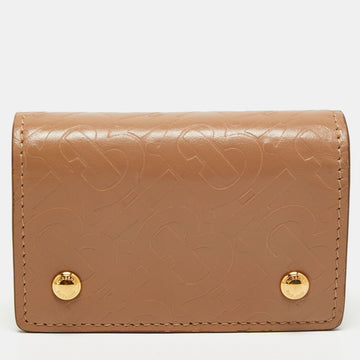 Burberry Beige TB Monogram Embossed Leather Jessie Card Case