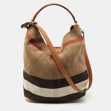 Burberry Beige/Black Nova Check Canvas and Leather Medium Ashby Shoulder Bag