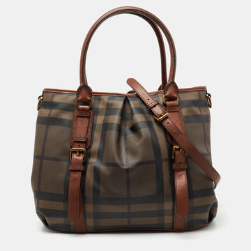 Burberry Brown Smoke Check Coated Canvas and Leather Northfield Tote