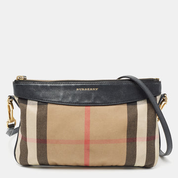 Burberry Beige/Black House Check Canvas and Leather Peyton Crossbody Bag