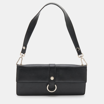 Burberry Black Leather Flap Shoulder Bag