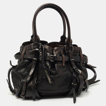 Burberry Black Perforated Leather Rowan Tote