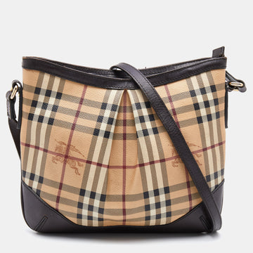 Burberry Beige/Brown Haymarket Check Coated Canvas and Leather Hartham Crossbody Bag