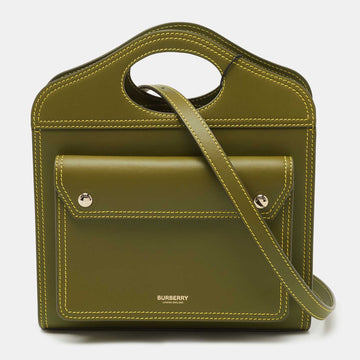 Burberry Green Leather Mini Pocket Bag