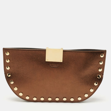 Burberry Bronze Studded Leather Olympia Clutch