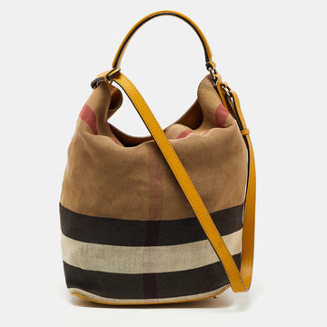 Burberry Multicolor Exploded Check Canvas and Leather Medium Ashby Bucket Bag