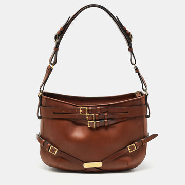 Burberry Brown Leather Small Bridle Dutton Hobo