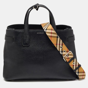 Burberry Black Leather Medium Banner Tote