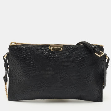 Burberry Black Grained Leather Peyton Crossbody Bag