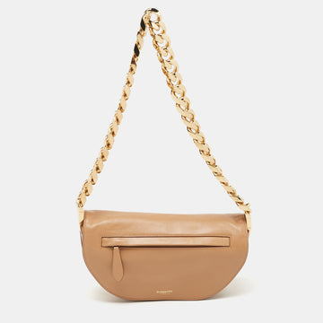 Burberry Beige Soft Leather Small Olympia Shoulder Bag