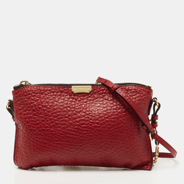 Burberry Red Grained Leather Chichester Crossbody Bag