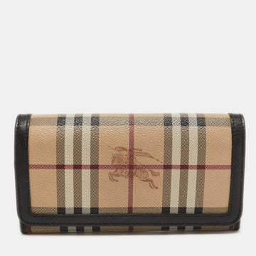 Burberry Beige/Brown Haymarket Check Coated Canvas and Leather Continental Wallet