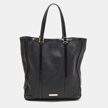 Burberry Black Perforated Leather Open Tote