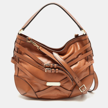 Burberry Brown Leather Small Bridle Dutton Hobo