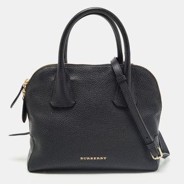 Burberry Black Grained Leather Greenwood Satchel