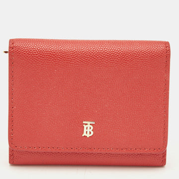 Burberry Red Leather Sidney Trifold Compact Wallet