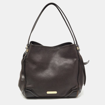 Burberry Dark Brown Grain Leather Canterbury Tote