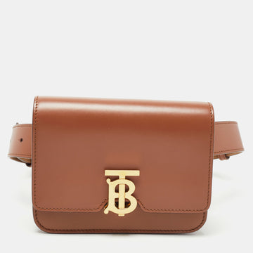 Burberry Brown Leather Mini TB Belt Bag