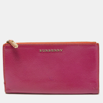 BURBERRY Magenta Patent Leather Constantine Continental Wallet