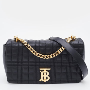 BURBERRY Black Quilted Leather Small Lola Shoulder Bag